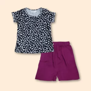 kids half sleeve casual dress flower design