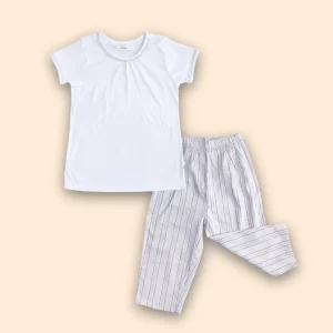 Kids full pant Casual Set white