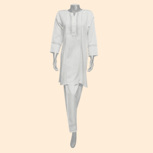 ladies 2pc salwar kameez set with embroidery white